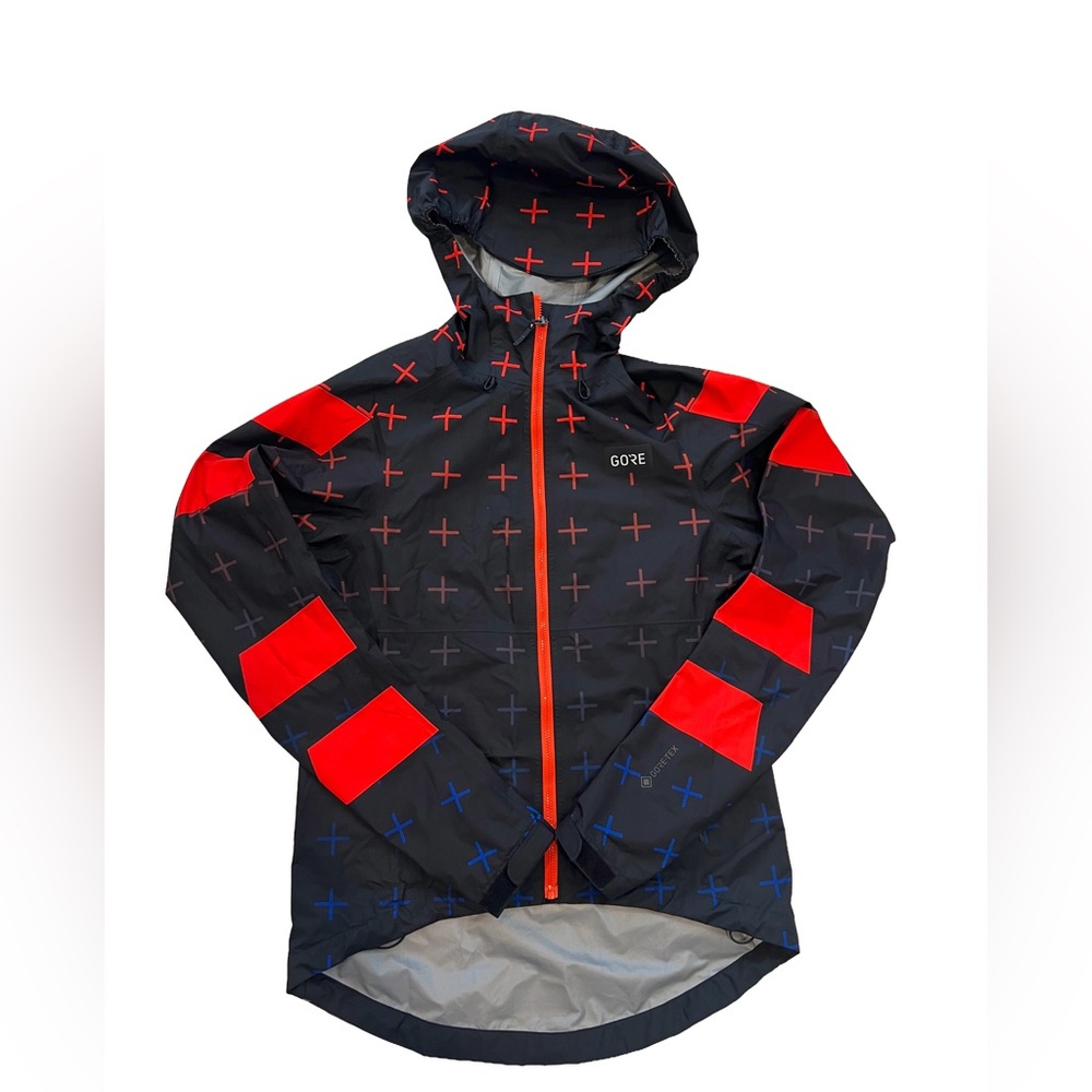Gore Gorewear Endure Cycling Black and Red Hooded Jacket goretex size xs